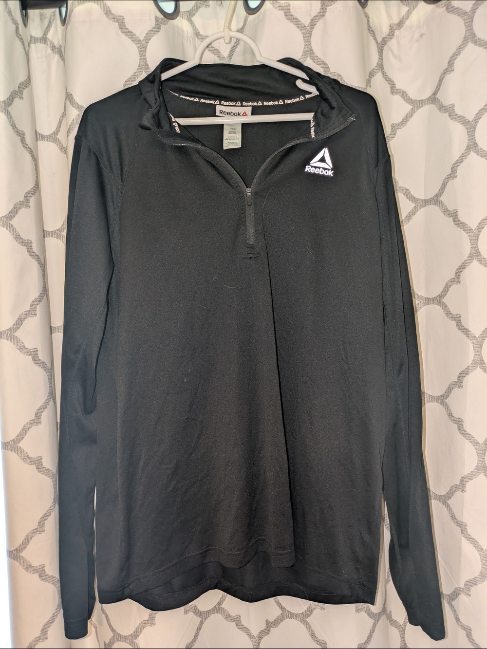 Reebok Black Long-Sleeve Quarter Zip Pullover